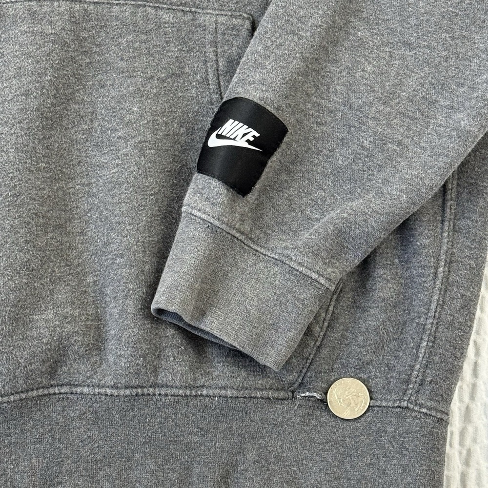 Nike Just Do It Hoodie Sweatshirt Size Medium Gray Pullover Swoosh - READ Flawed - Picture 8 of 12